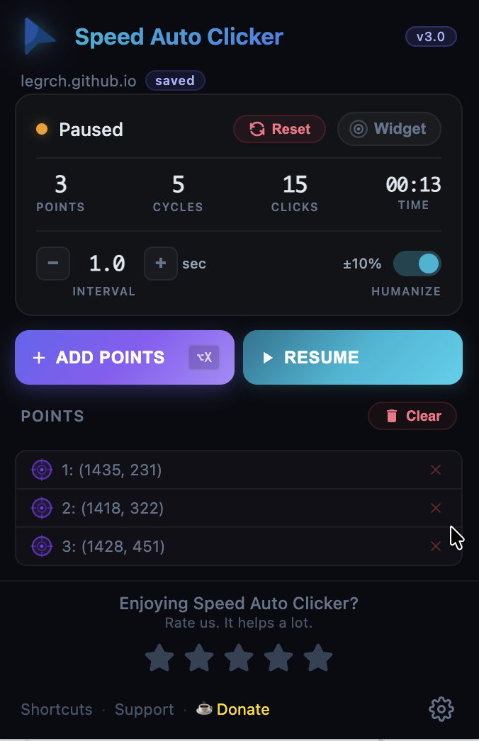 Speed Auto Clicker popup